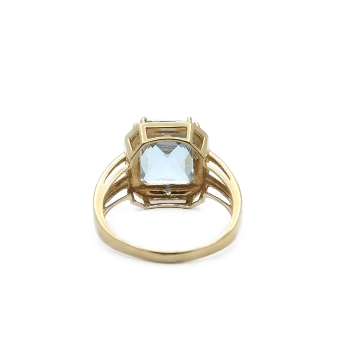 Bague Marquise en or jaune, or blanc, aigue-marine et diamants - Image 4