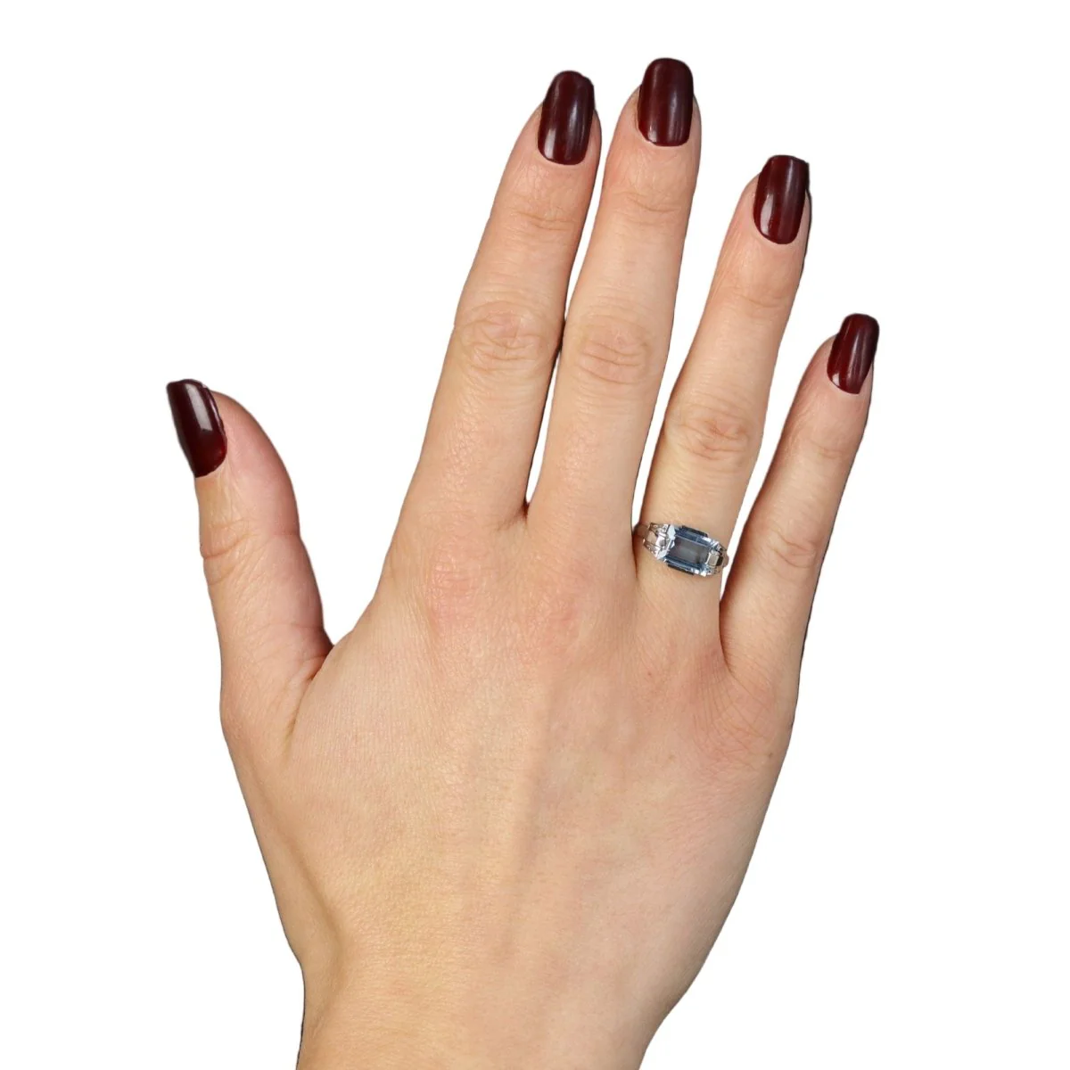 Bague en or blanc et aigue-marine - Image 2