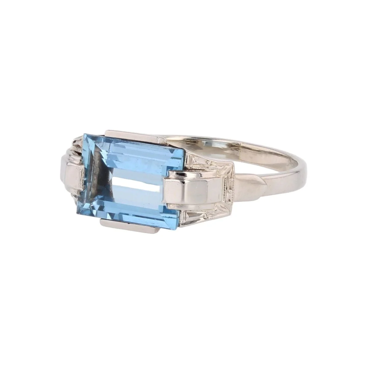 Bague en or blanc et aigue-marine - Image 3