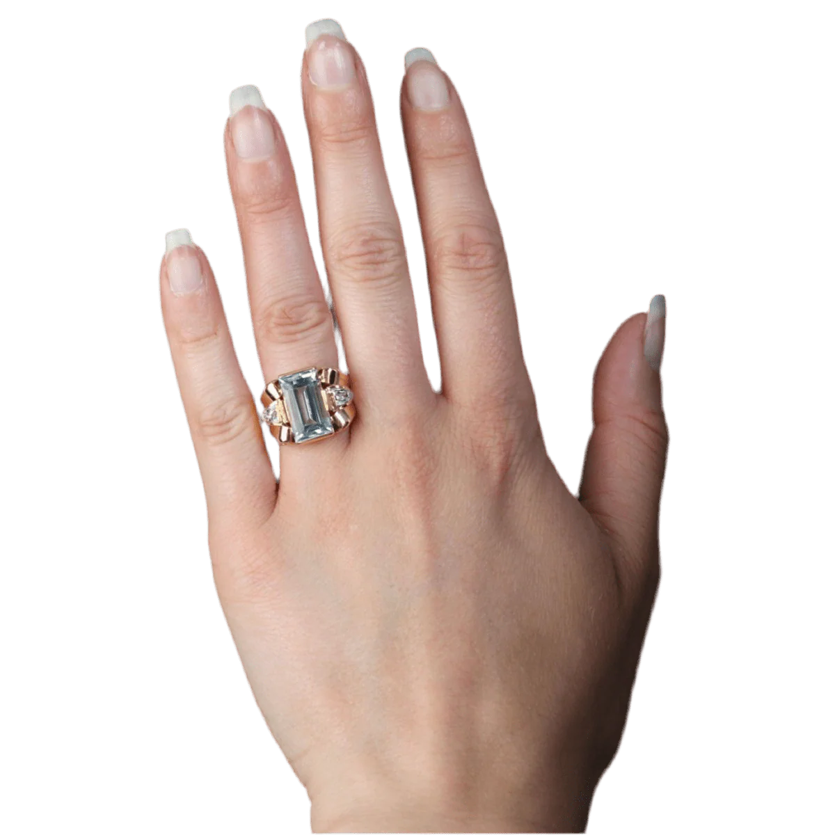 Bague Tank en or rose, aigue-marine et diamants - Image 2