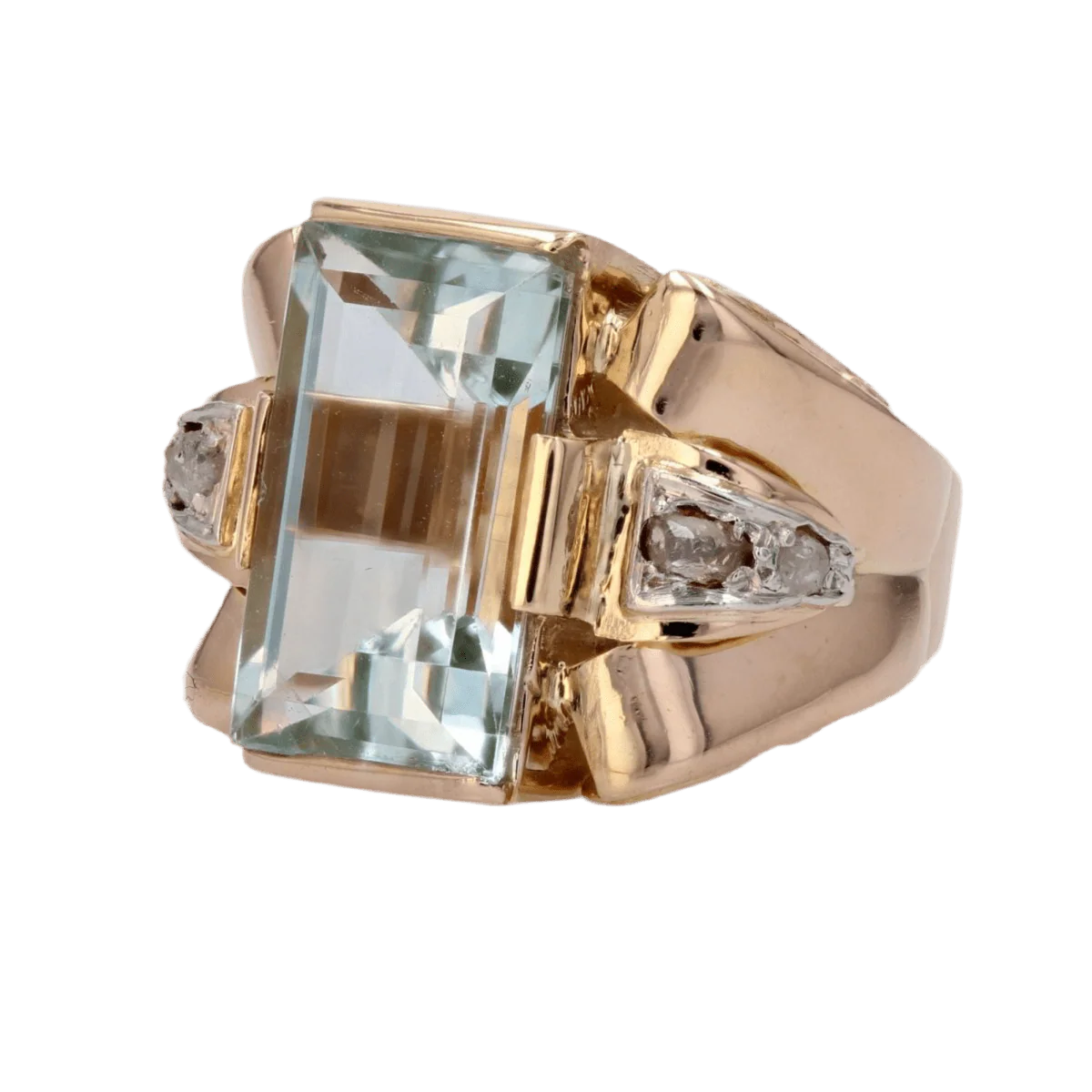 Bague Tank en or rose, aigue-marine et diamants - Image 3