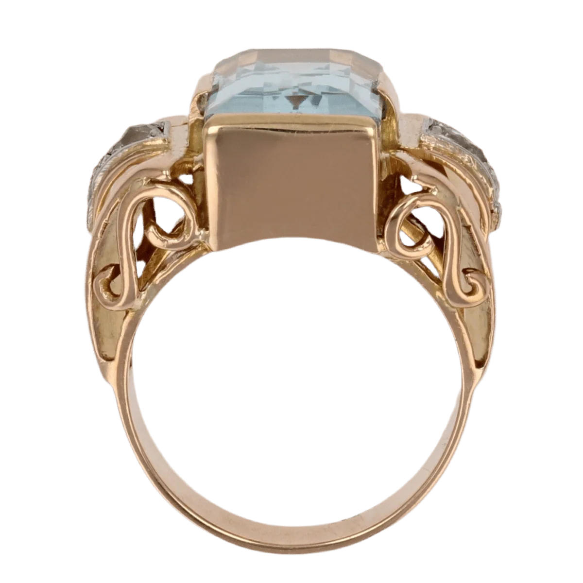 Bague Tank en or rose, aigue-marine et diamants - Image 6