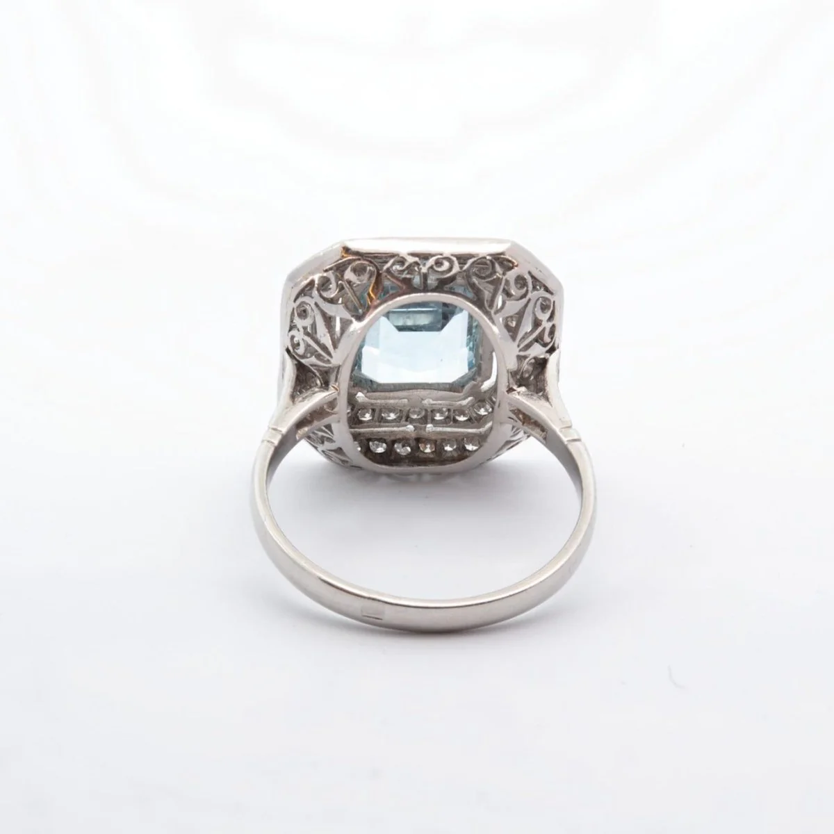 Bague aigue marine double entourage diamants - Image 4