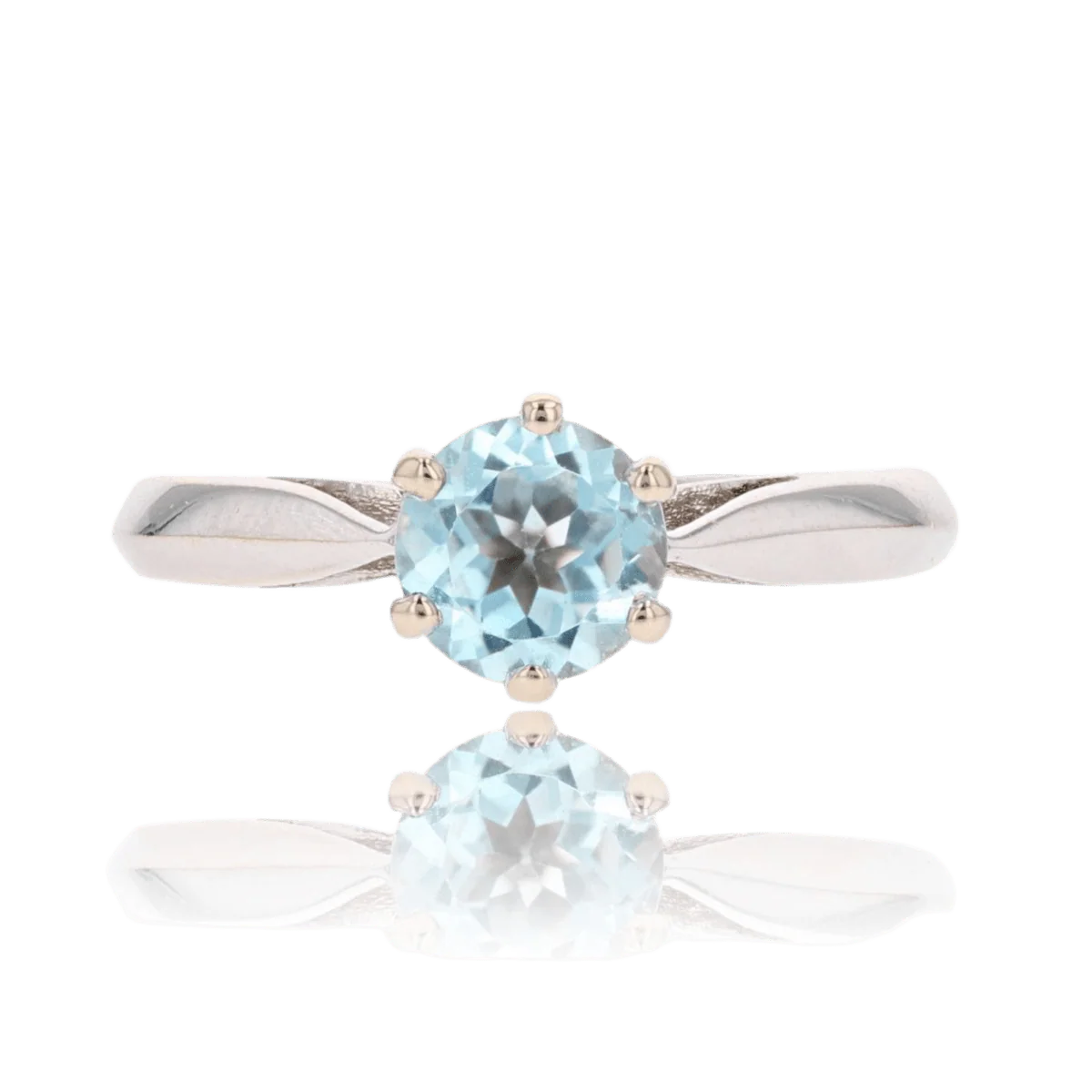 Bague Solitaire en or blanc  et aigue-marine