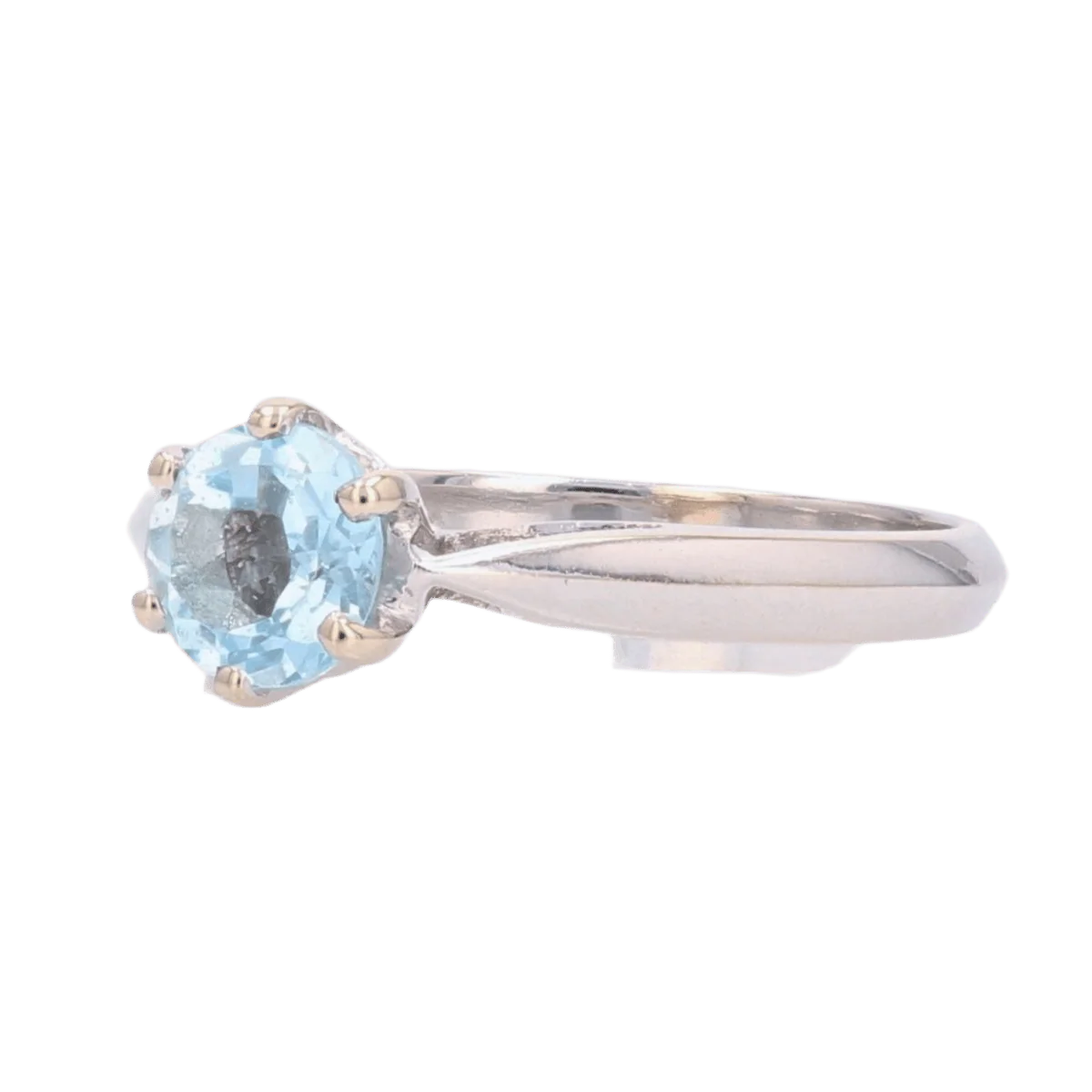 Bague Solitaire en or blanc  et aigue-marine - Image 3