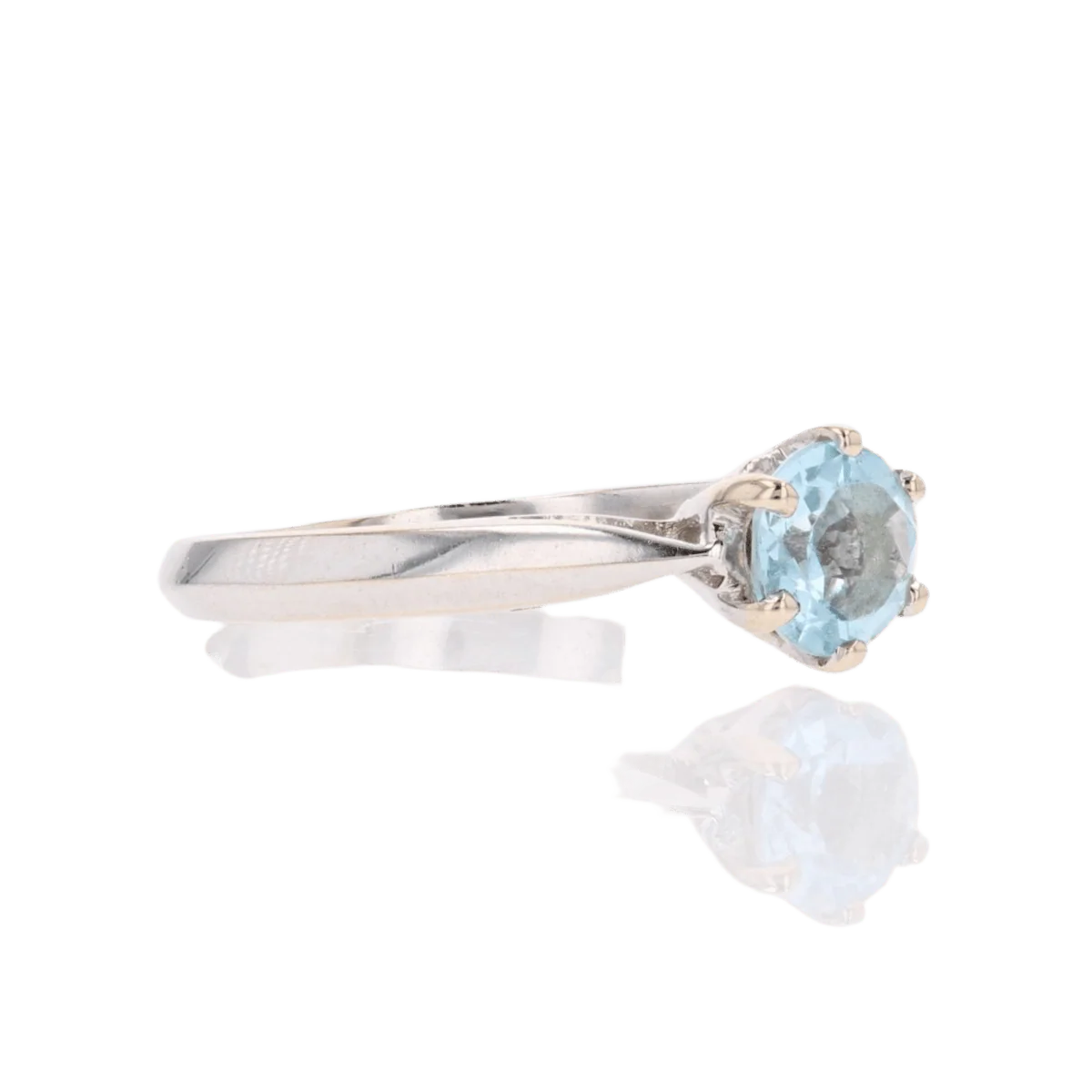 Bague Solitaire en or blanc  et aigue-marine - Image 5