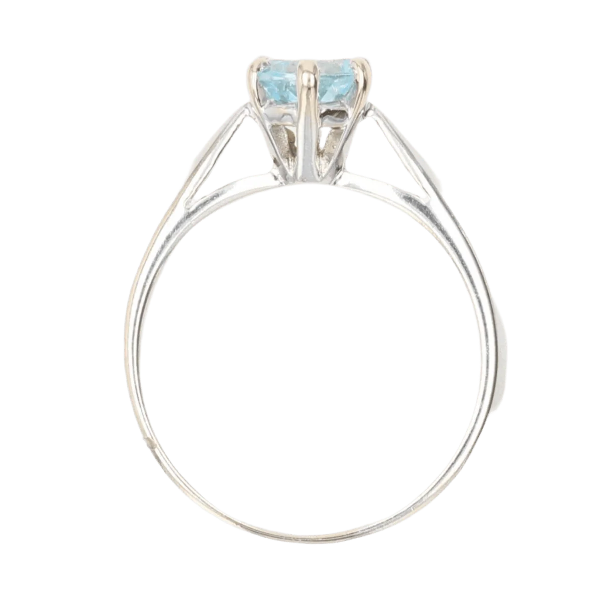 Bague Solitaire en or blanc  et aigue-marine - Image 6