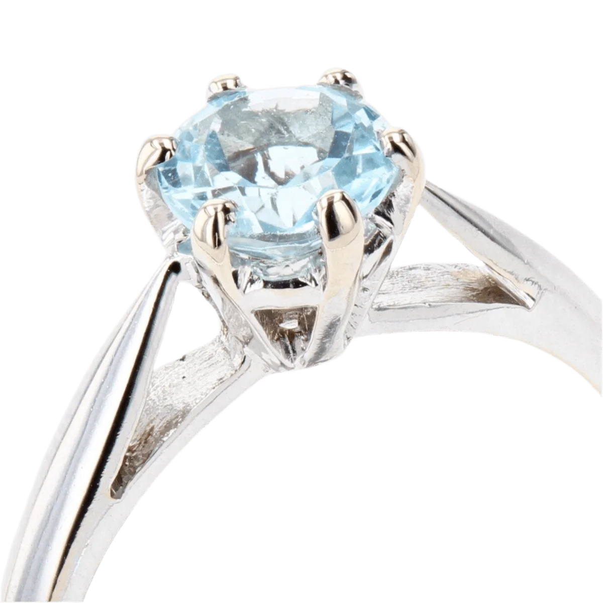 Bague Solitaire en or blanc  et aigue-marine - Image 7