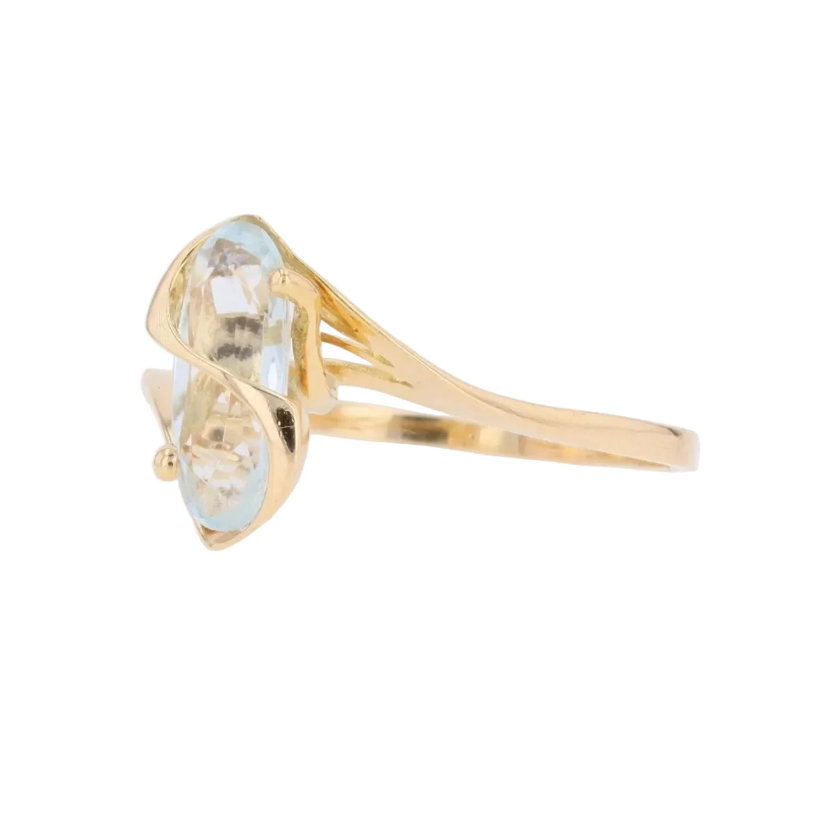 Bague Solitaire en or jaune et aigue-marine - Image 3