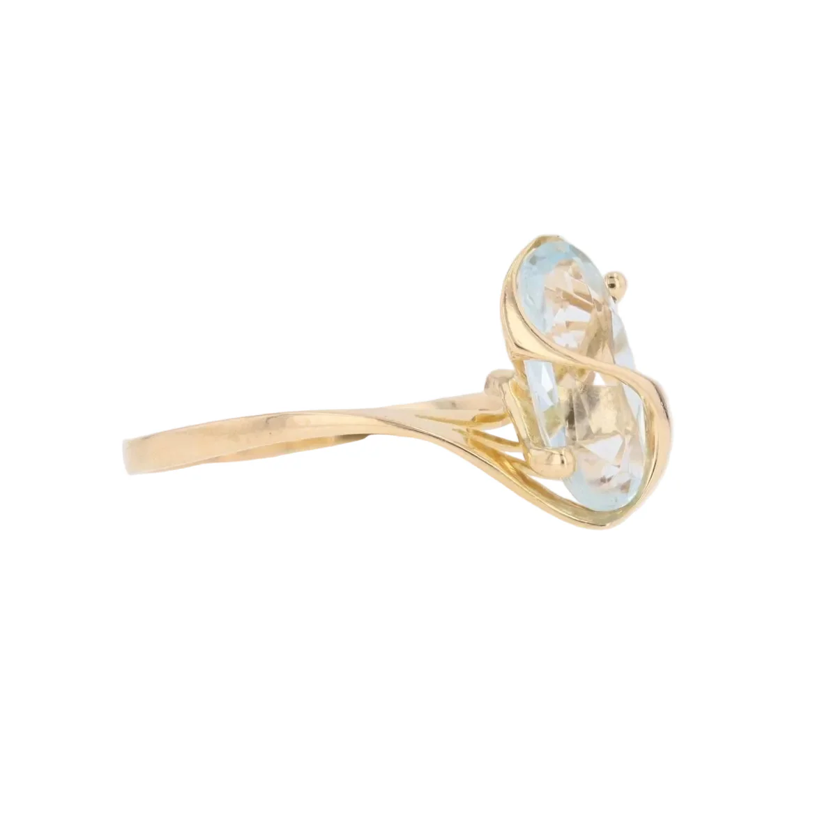 Bague Solitaire en or jaune et aigue-marine - Image 5