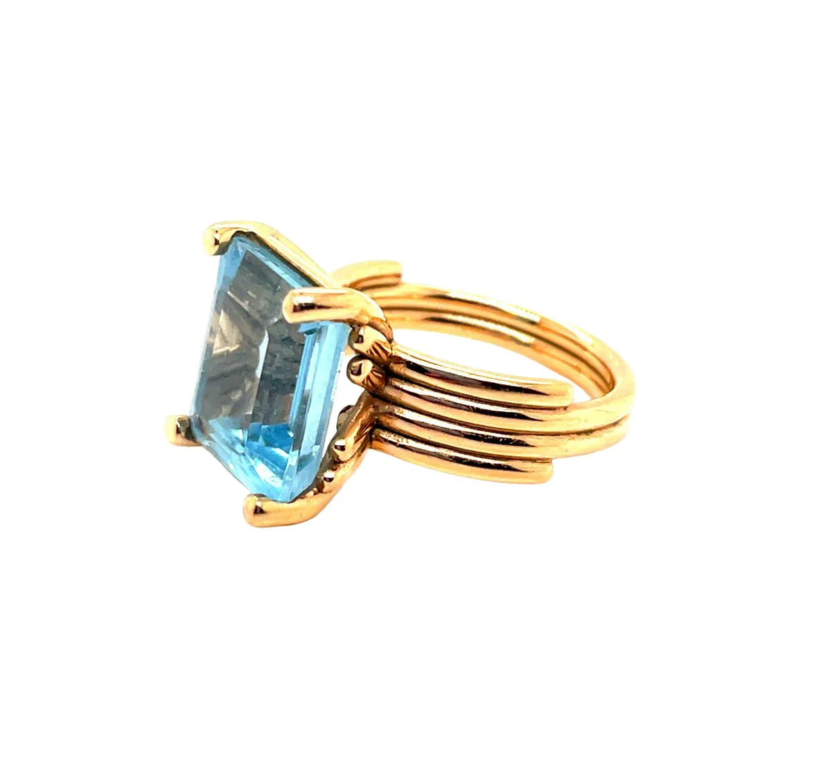 Bague Cocktail en or rose et aigue-marine - Image 2