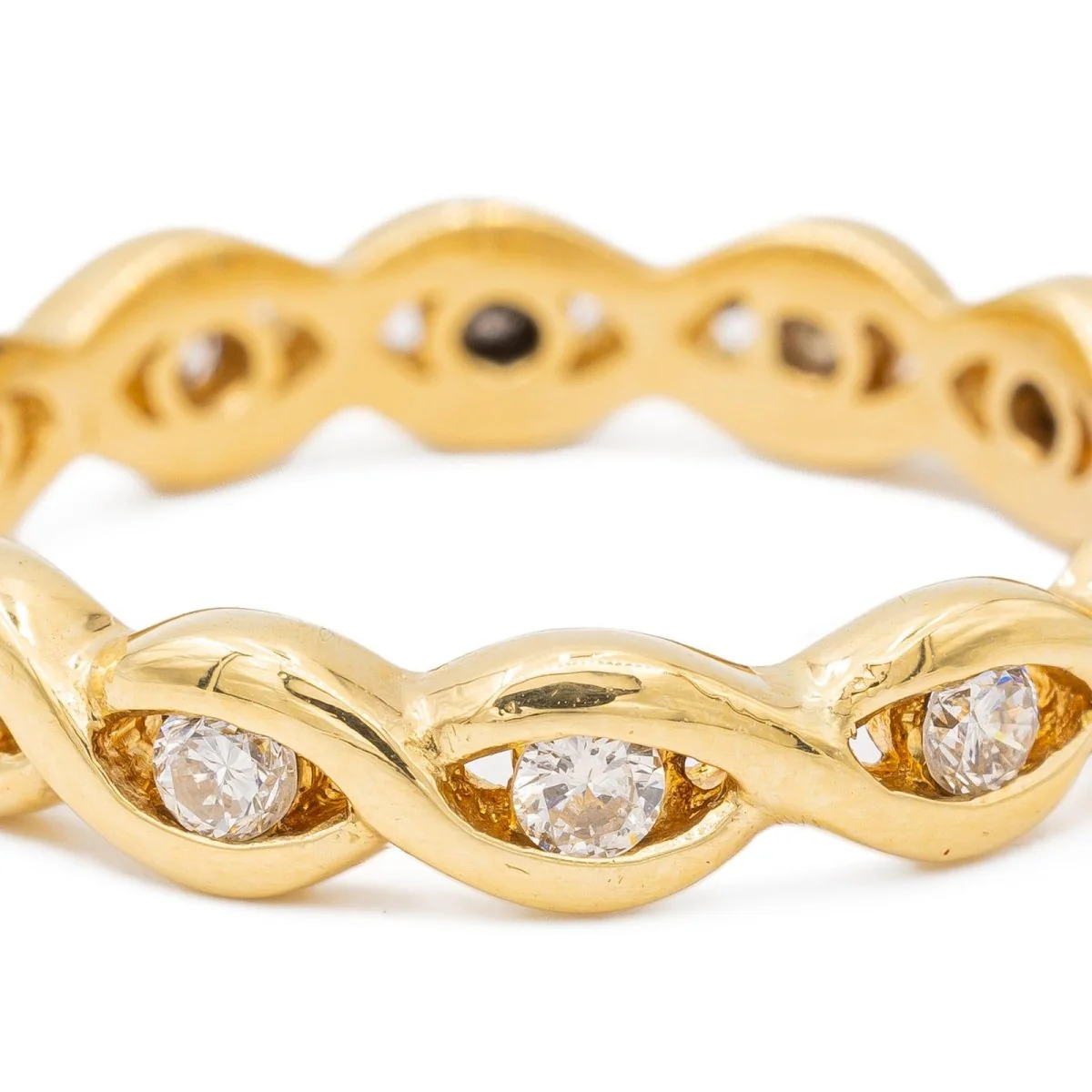 Bague Alliance américaine Or jaune Diamant - Image 3