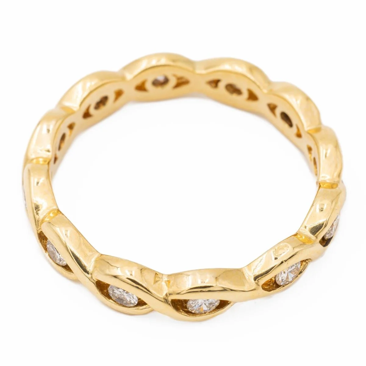 Bague Alliance américaine Or jaune Diamant - Image 4
