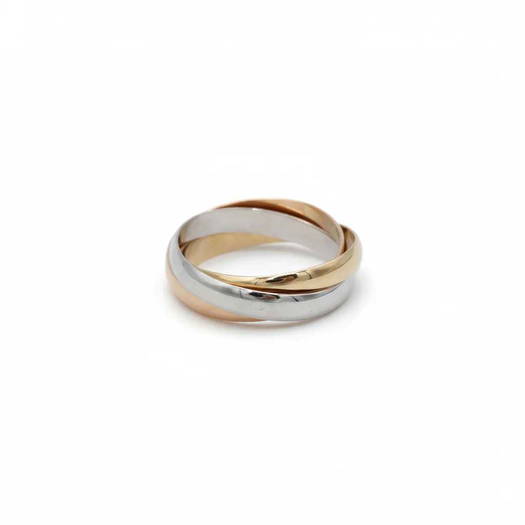 Bague Alliance en or blanc, or jaune et or rose - Image 4