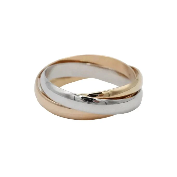 Bague Alliance en or blanc, or jaune et or rose - Image 5