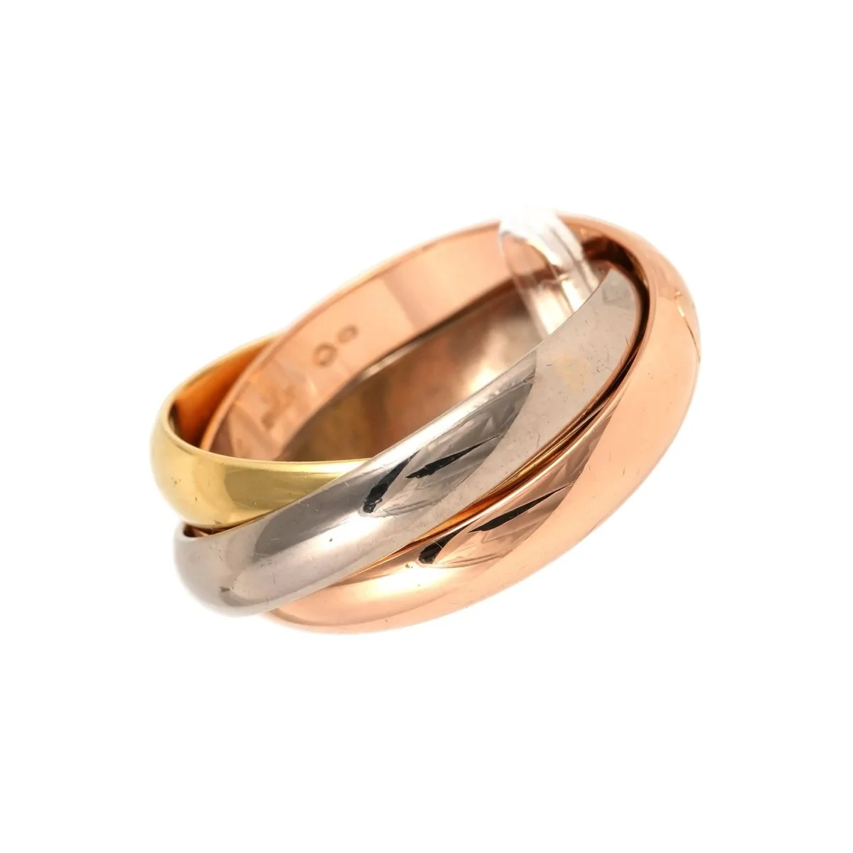 Bague Alliance CARTIER "Trinity" en or blanc, or jaune et or rose - Image 3