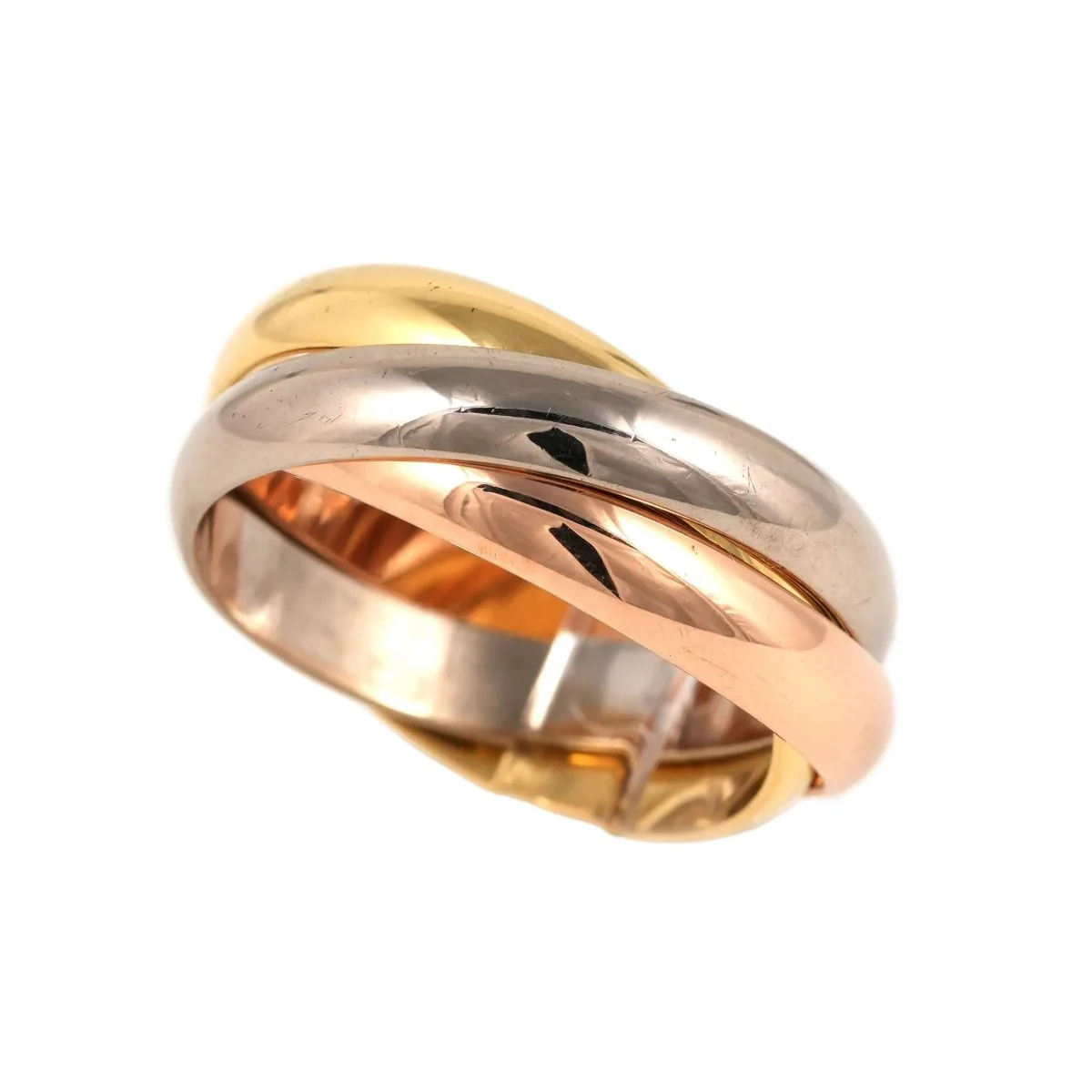 Bague Alliance CARTIER "Trinity" en or blanc, or jaune et or rose - Image 5