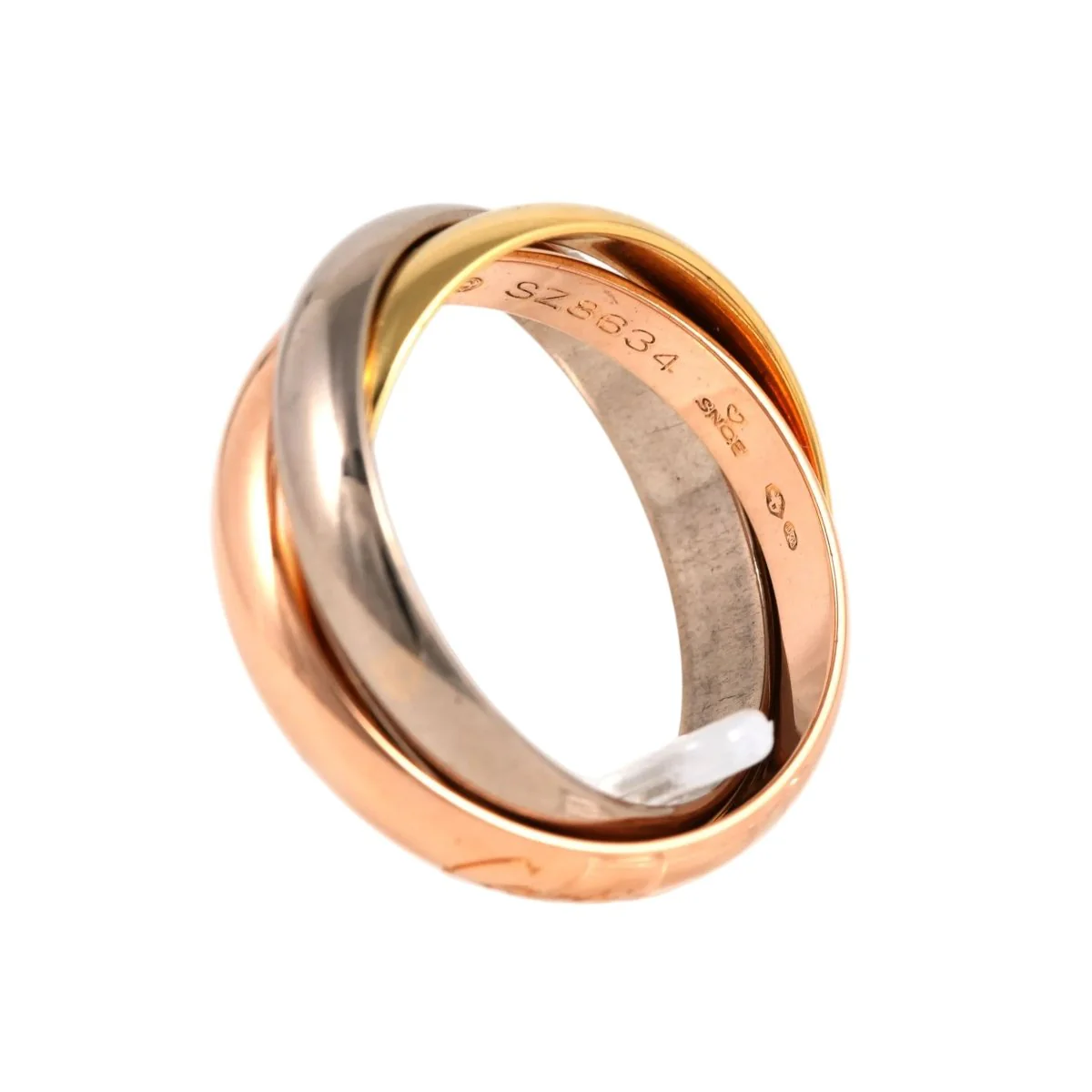 Bague Alliance CARTIER "Trinity" en or blanc, or jaune et or rose - Image 6
