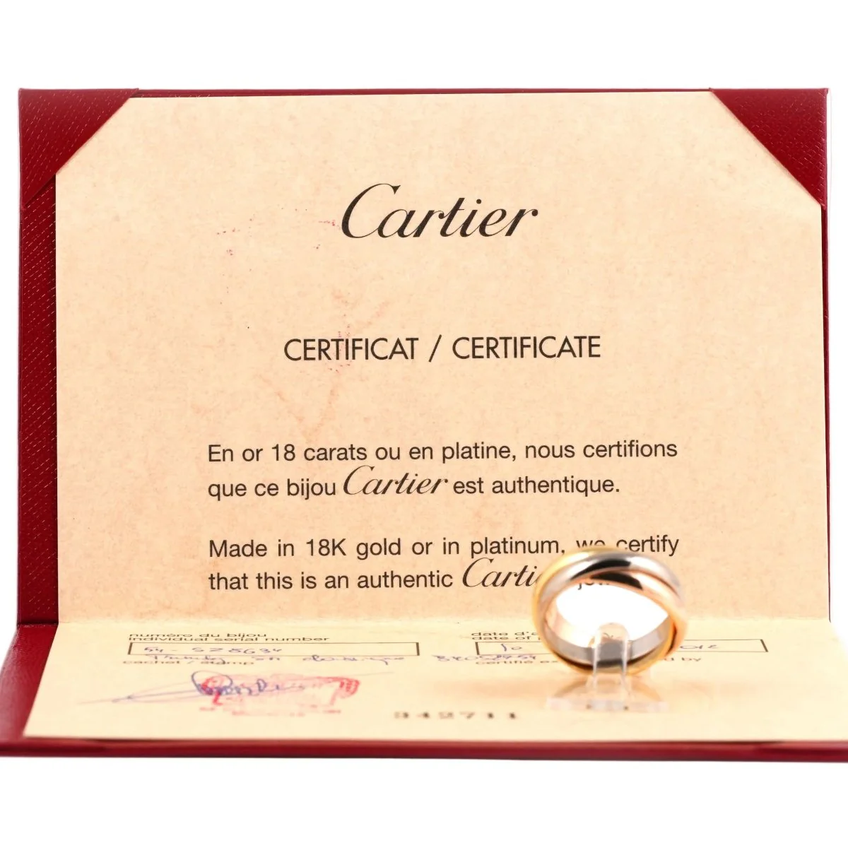 Bague Alliance CARTIER "Trinity" en or blanc, or jaune et or rose - Image 9