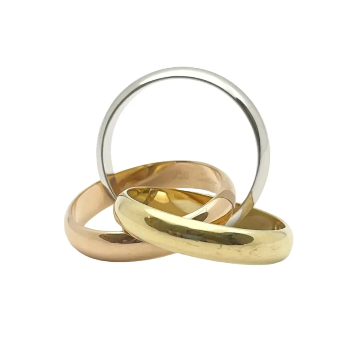 Bague Alliance CARTIER "Trinity" en or blanc, or jaune et or rose - Image 3