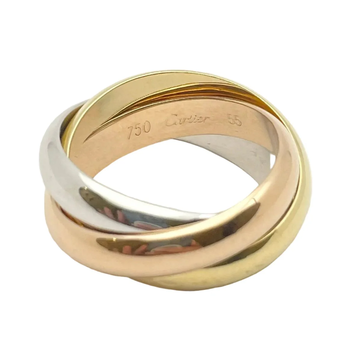 Bague Alliance CARTIER "Trinity" en or blanc, or jaune et or rose - Image 4