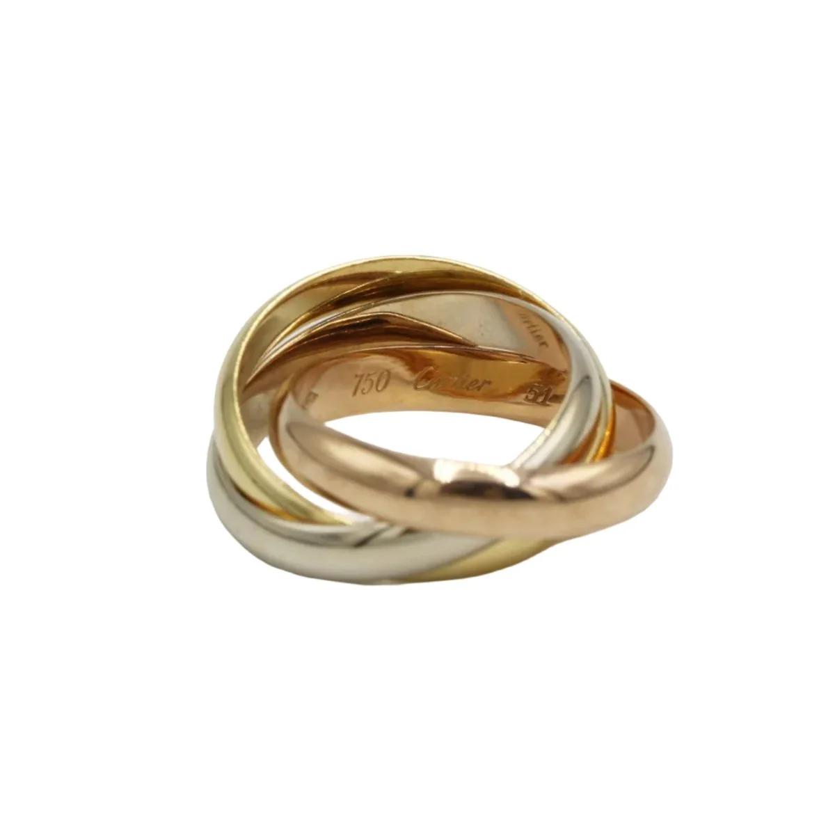 Bague Alliance CARTIER "Trinity" en or jaune, or blanc, et or rose - Image 3