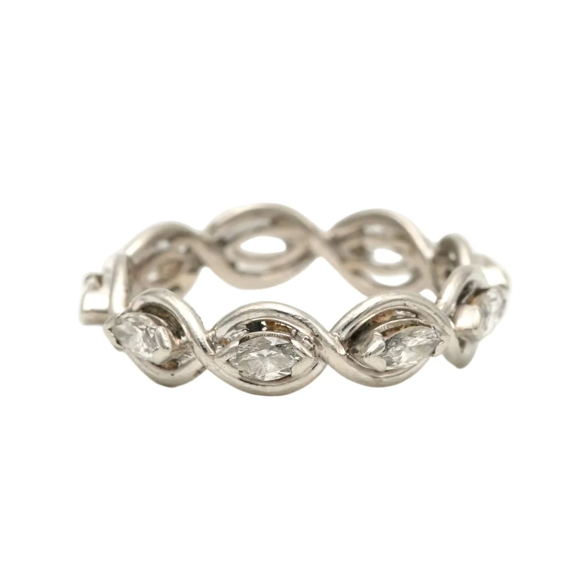 Bague Alliance en blanc, or jaune et diamants - Image 7