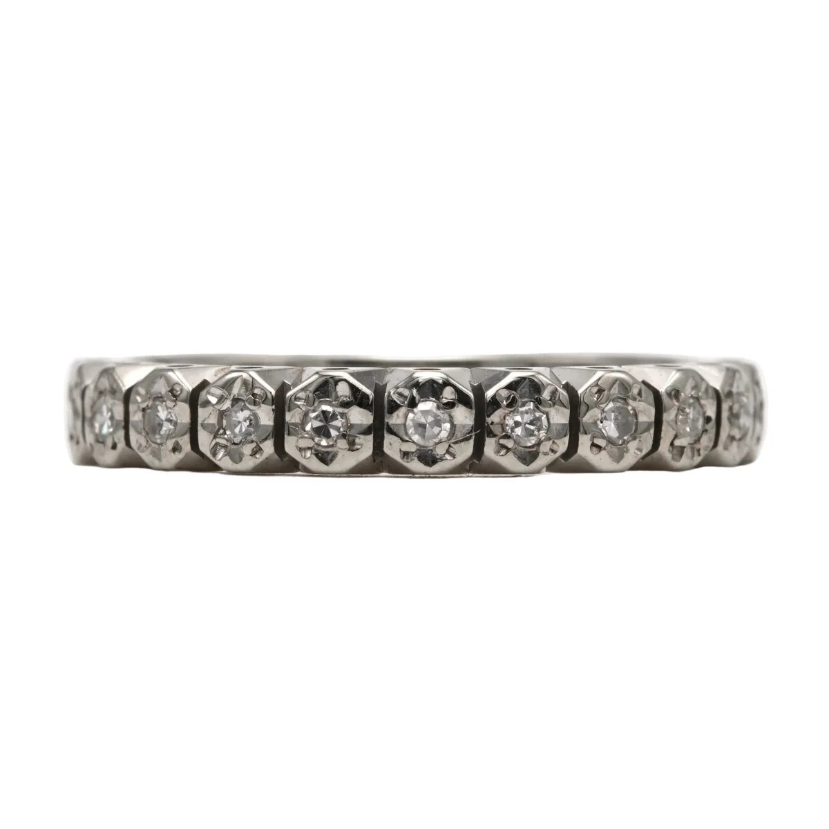 Bague Alliance en or blanc et diamants - Image 4