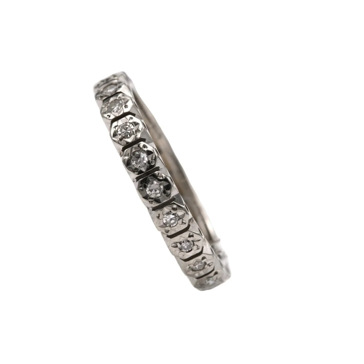 Bague Alliance en or blanc et diamants - Image 5