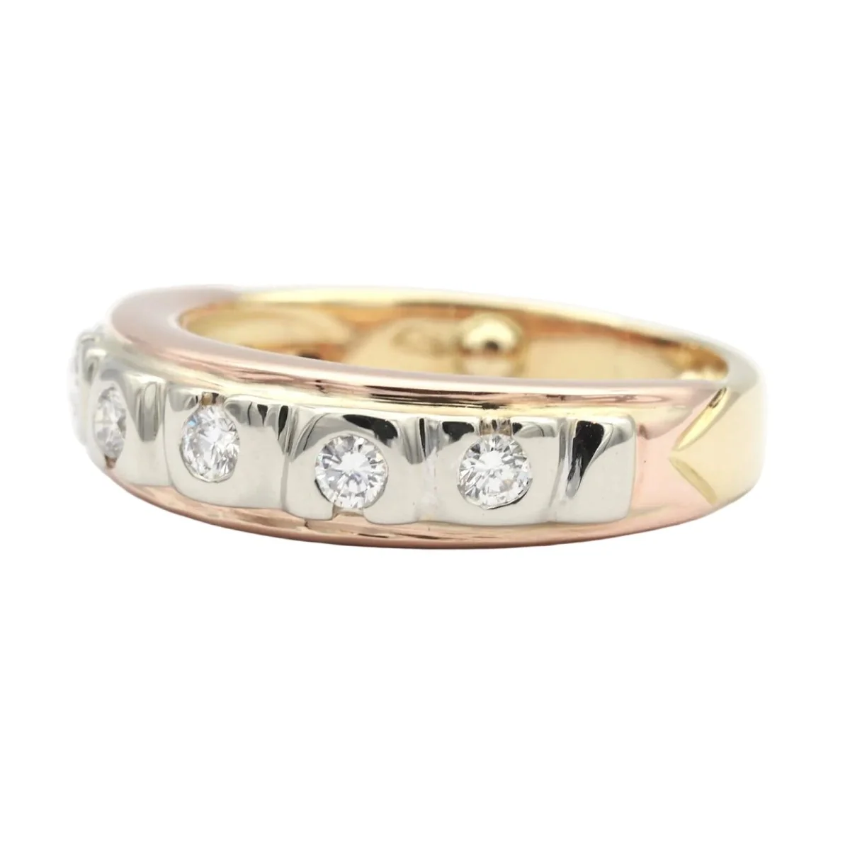 Bague Alliance en or blanc, or jaune, or rose et diamants - Image 2