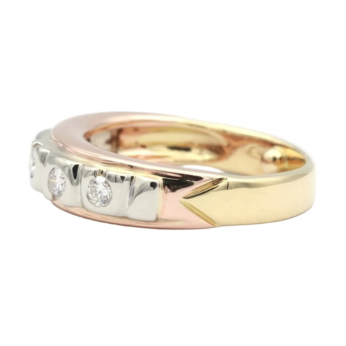 Bague Alliance en or blanc, or jaune, or rose et diamants - Image 3