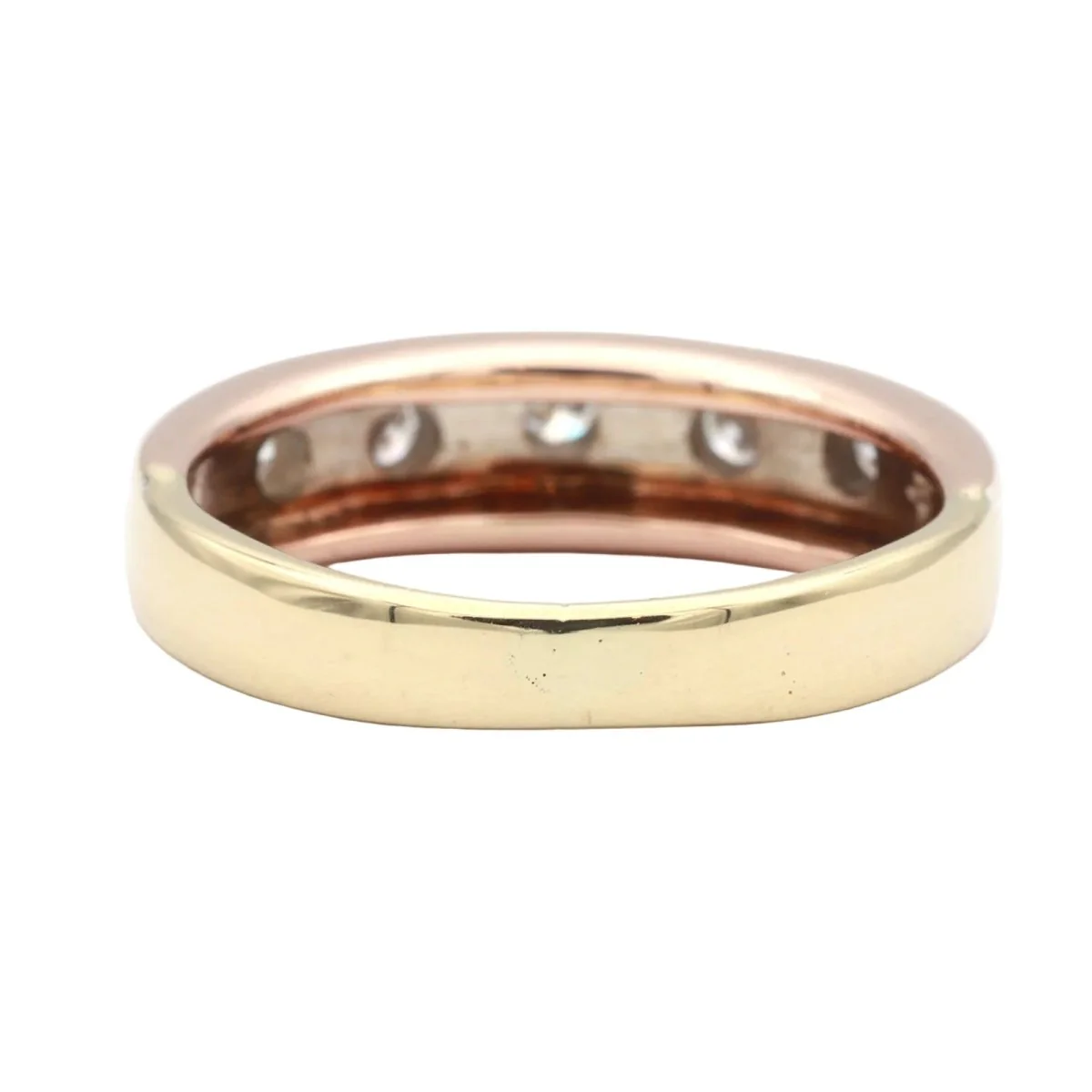 Bague Alliance en or blanc, or jaune, or rose et diamants - Image 4