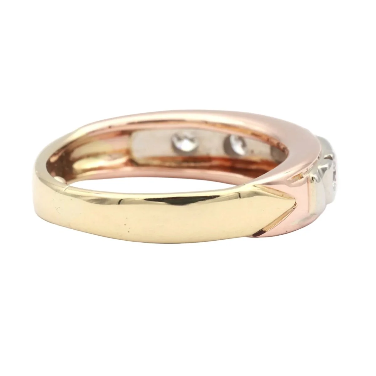 Bague Alliance en or blanc, or jaune, or rose et diamants - Image 5