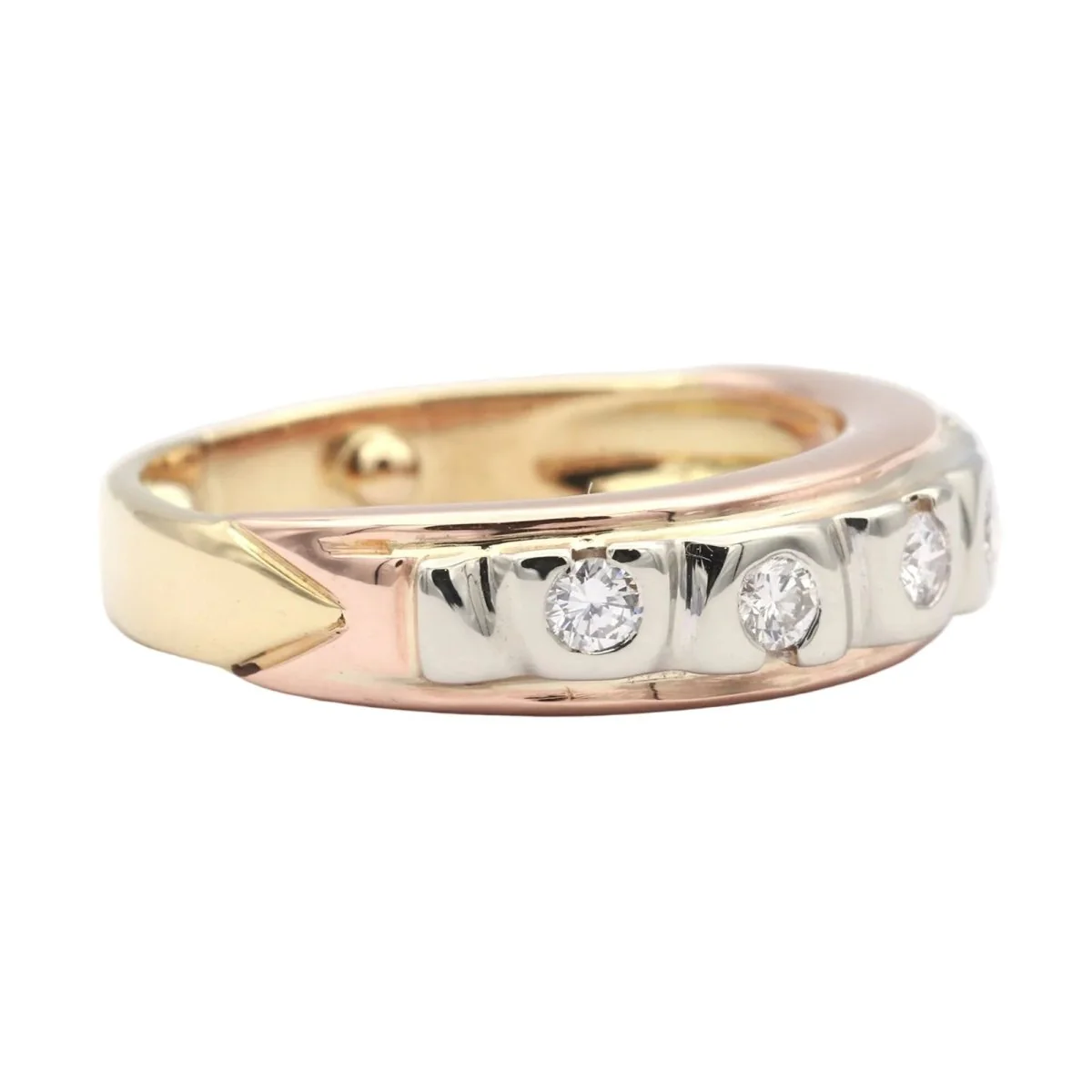 Bague Alliance en or blanc, or jaune, or rose et diamants - Image 6