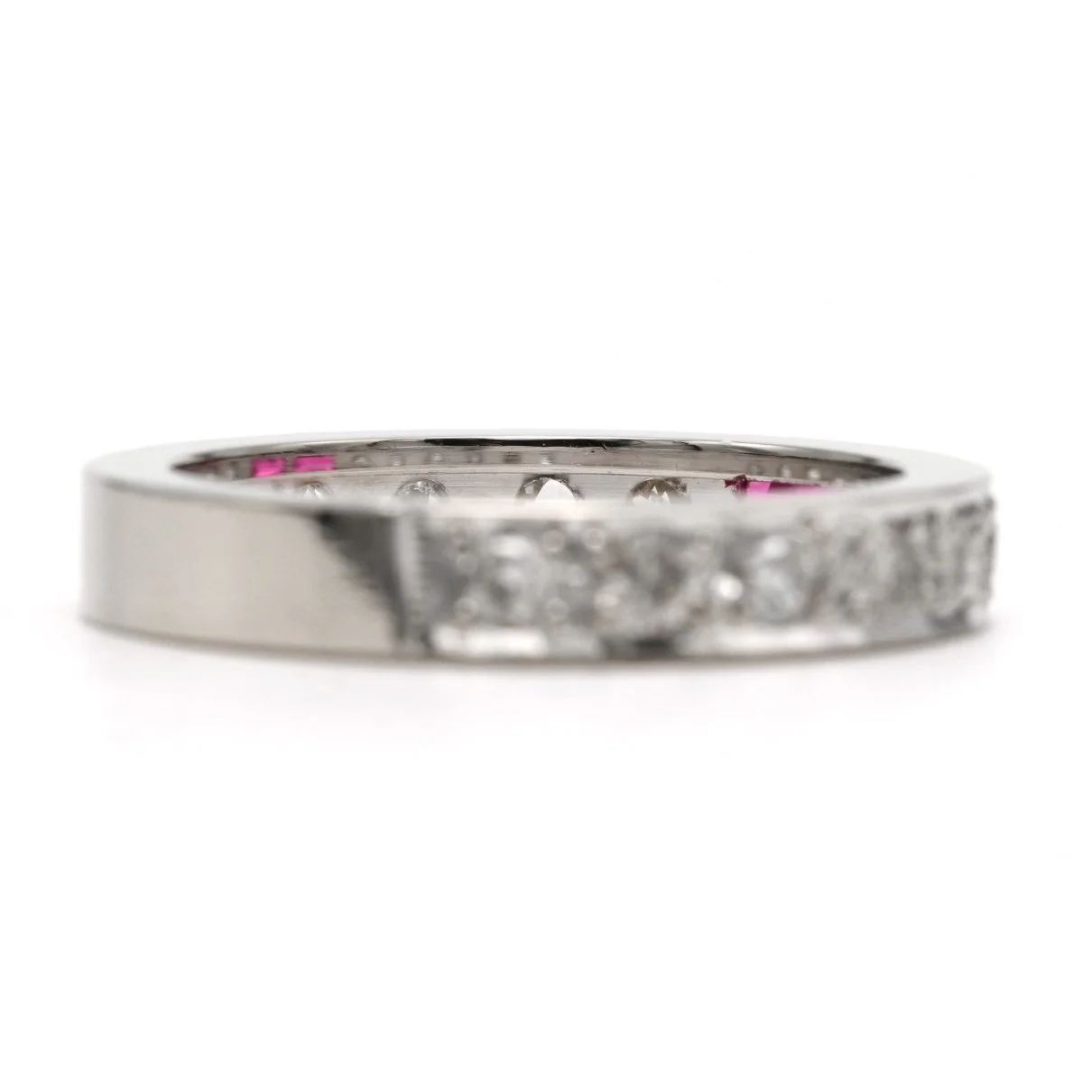 Bague Alliance en or blanc, rubis et diamants - Image 5