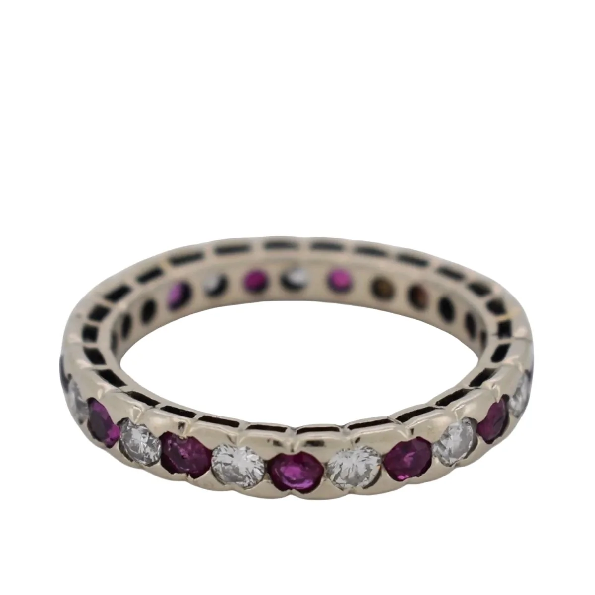 Bague Alliance en or blanc, rubis et diamants - Image 3