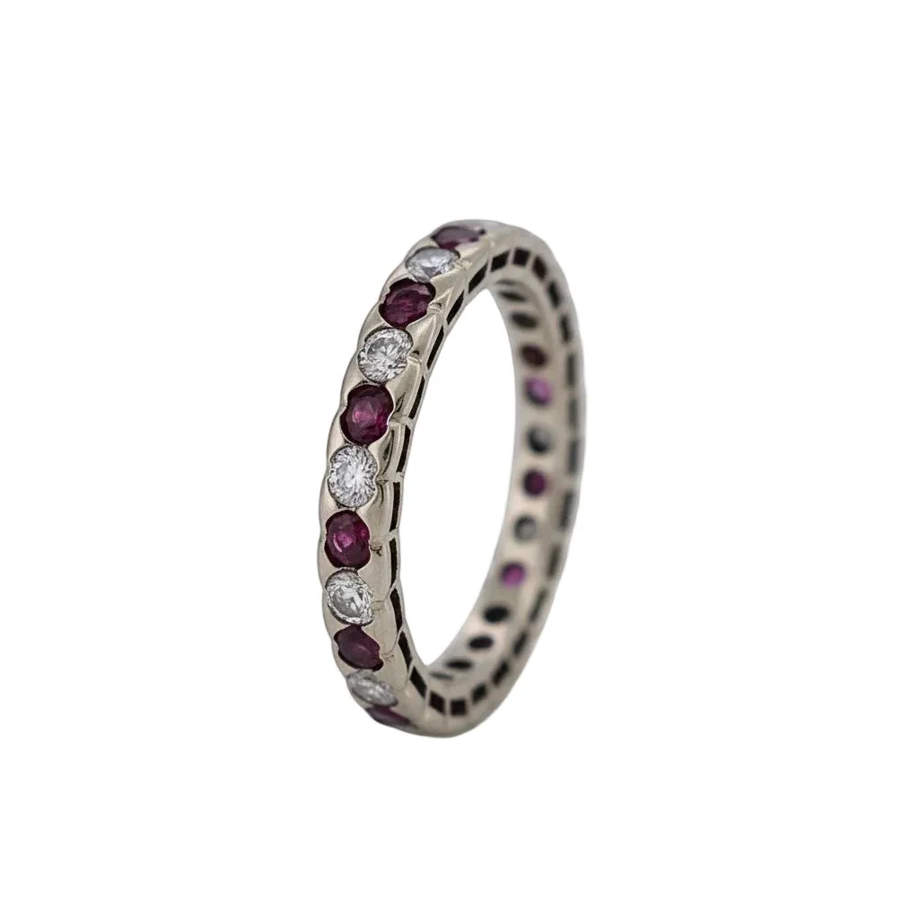 Bague Alliance en or blanc, rubis et diamants - Image 5