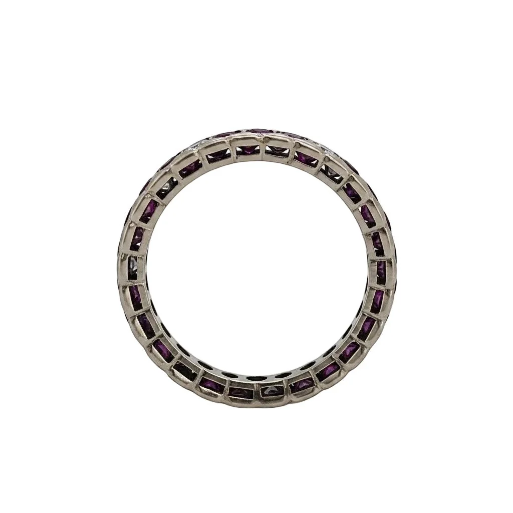 Bague Alliance en or blanc, rubis et diamants - Image 6