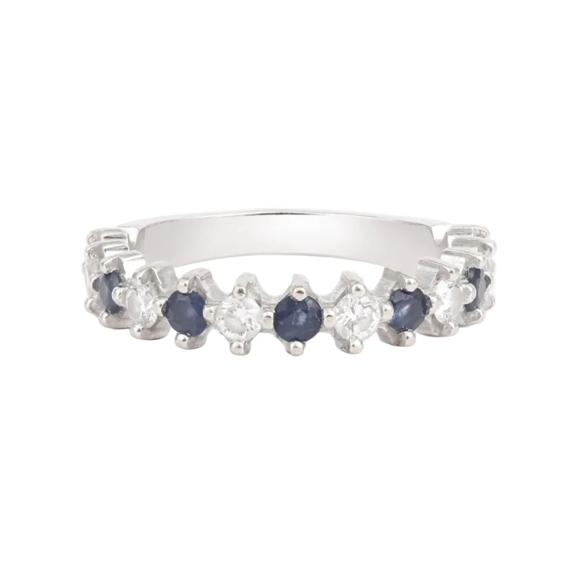 Bague Alliance en or blanc, saphirs et diamants - Image 5