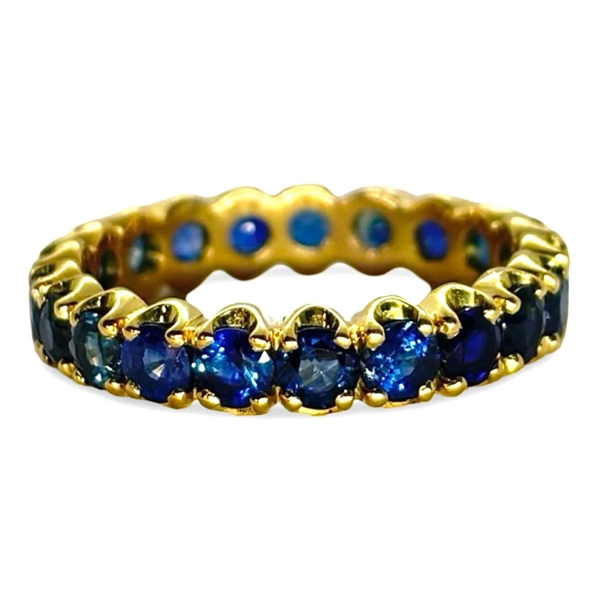 Bague Alliance en or jaune et saphirs