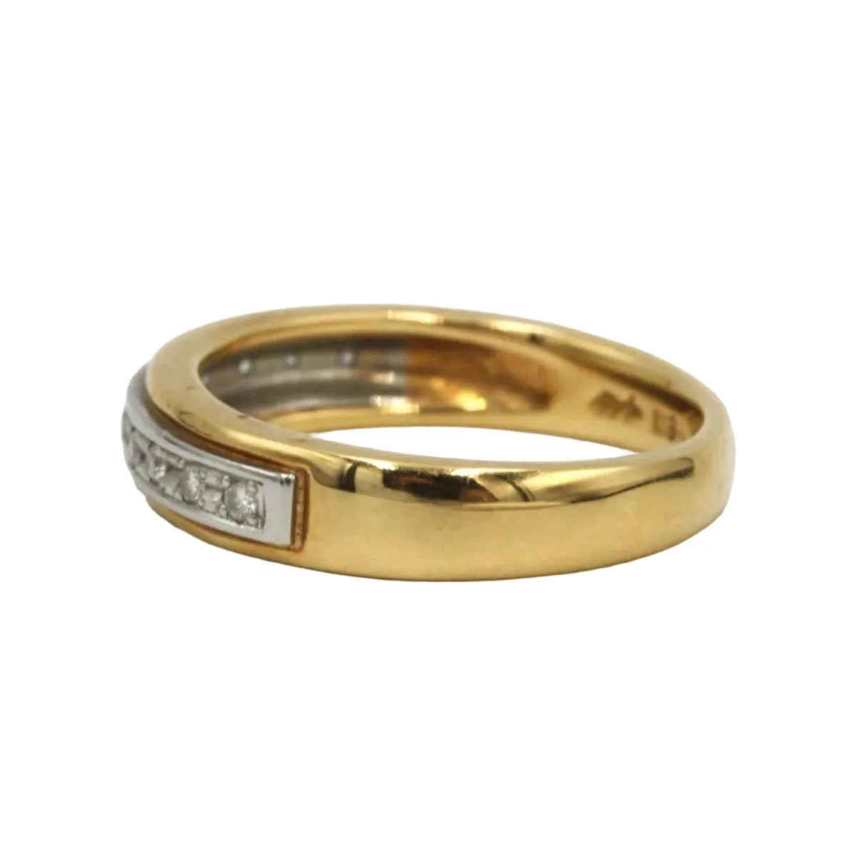 Bague Alliance en or jaune, platine et diamants - Image 2