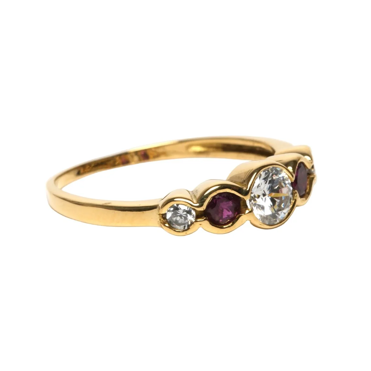 Bague Alliance en or jaune, rubis et diamants - Image 12