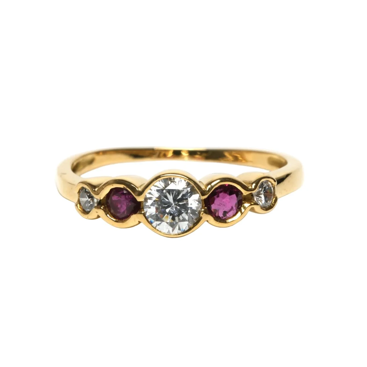 Bague Alliance en or jaune, rubis et diamants - Image 7