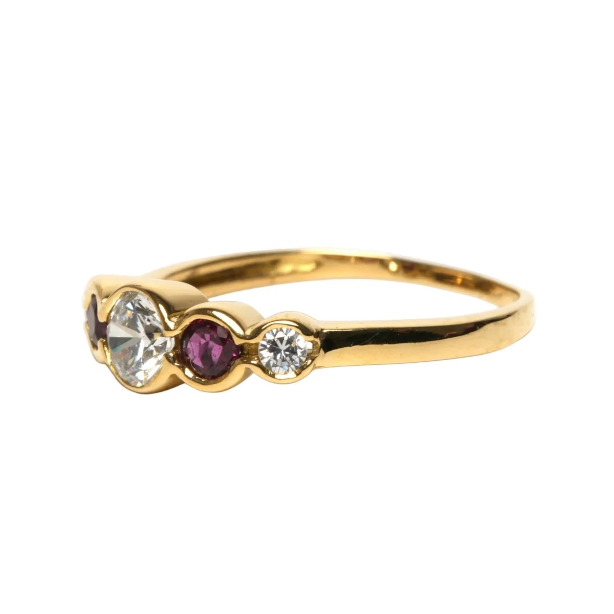 Bague Alliance en or jaune, rubis et diamants - Image 8