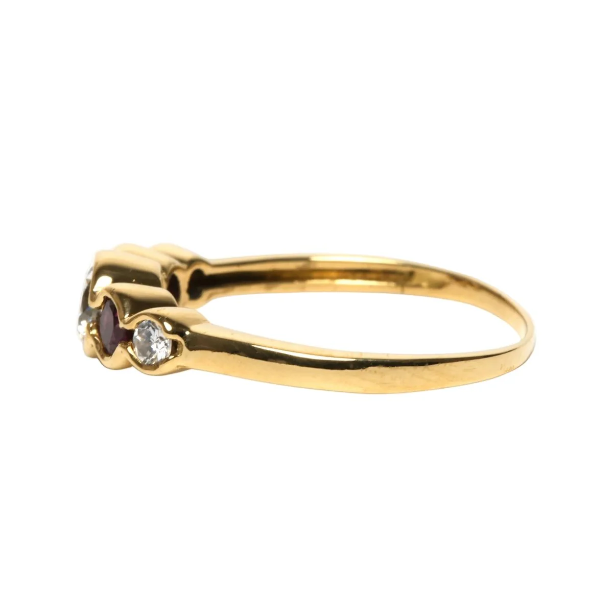 Bague Alliance en or jaune, rubis et diamants - Image 9