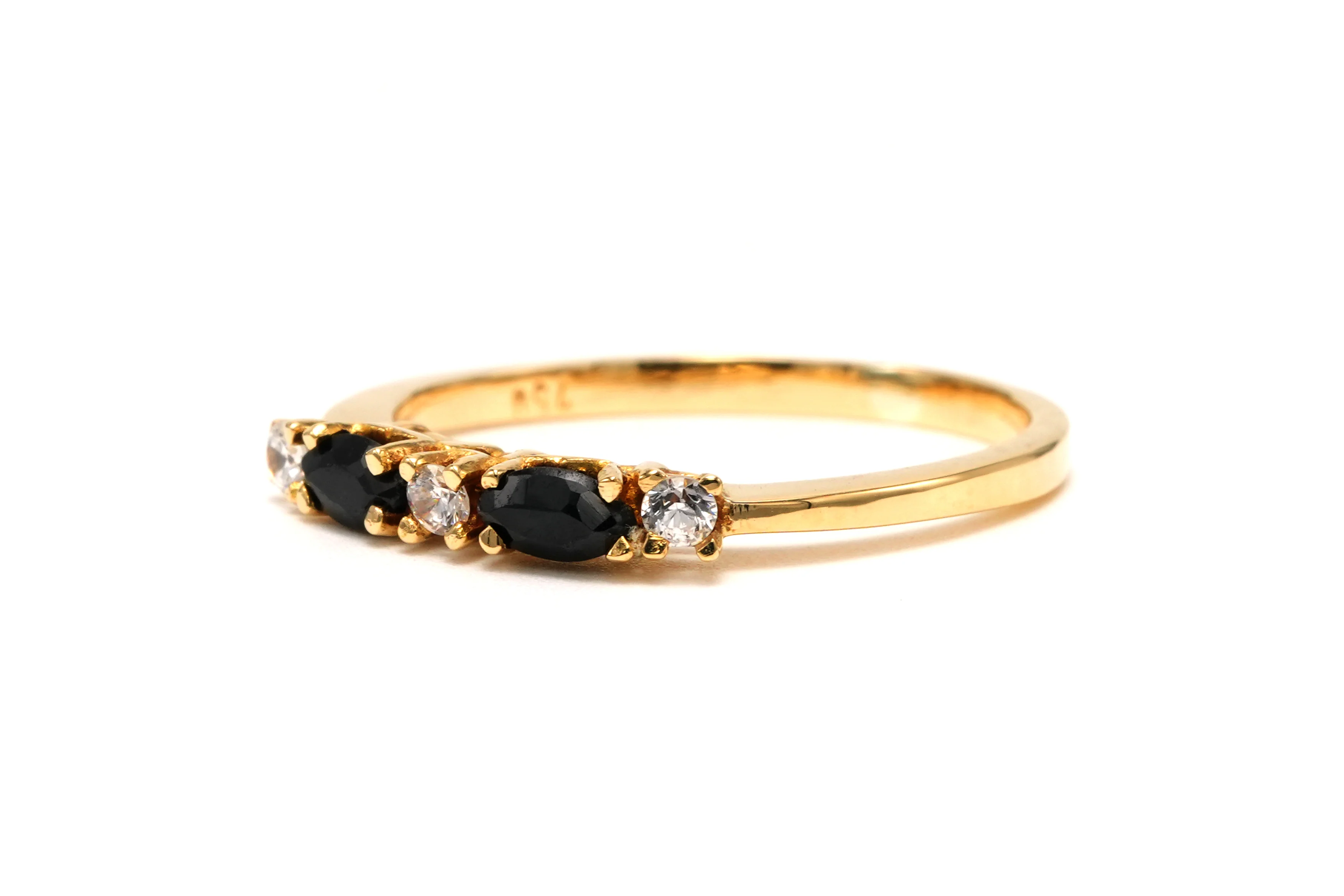 Bague Alliance en or jaune, saphirs et diamants - Image 2