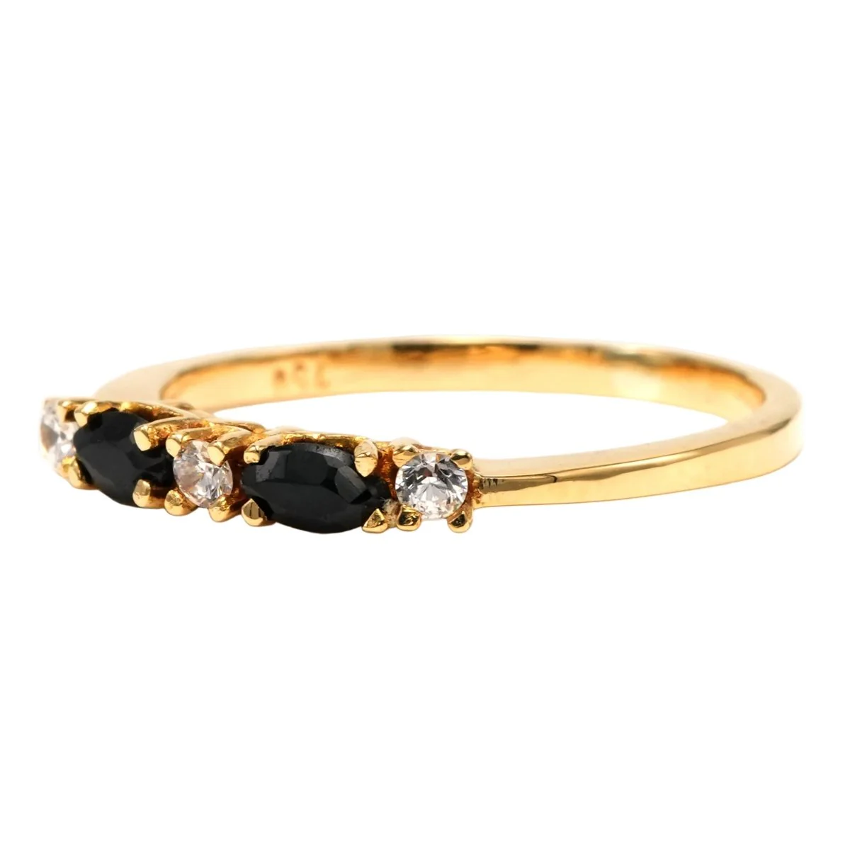 Bague Alliance en or jaune, saphirs et diamants - Image 8