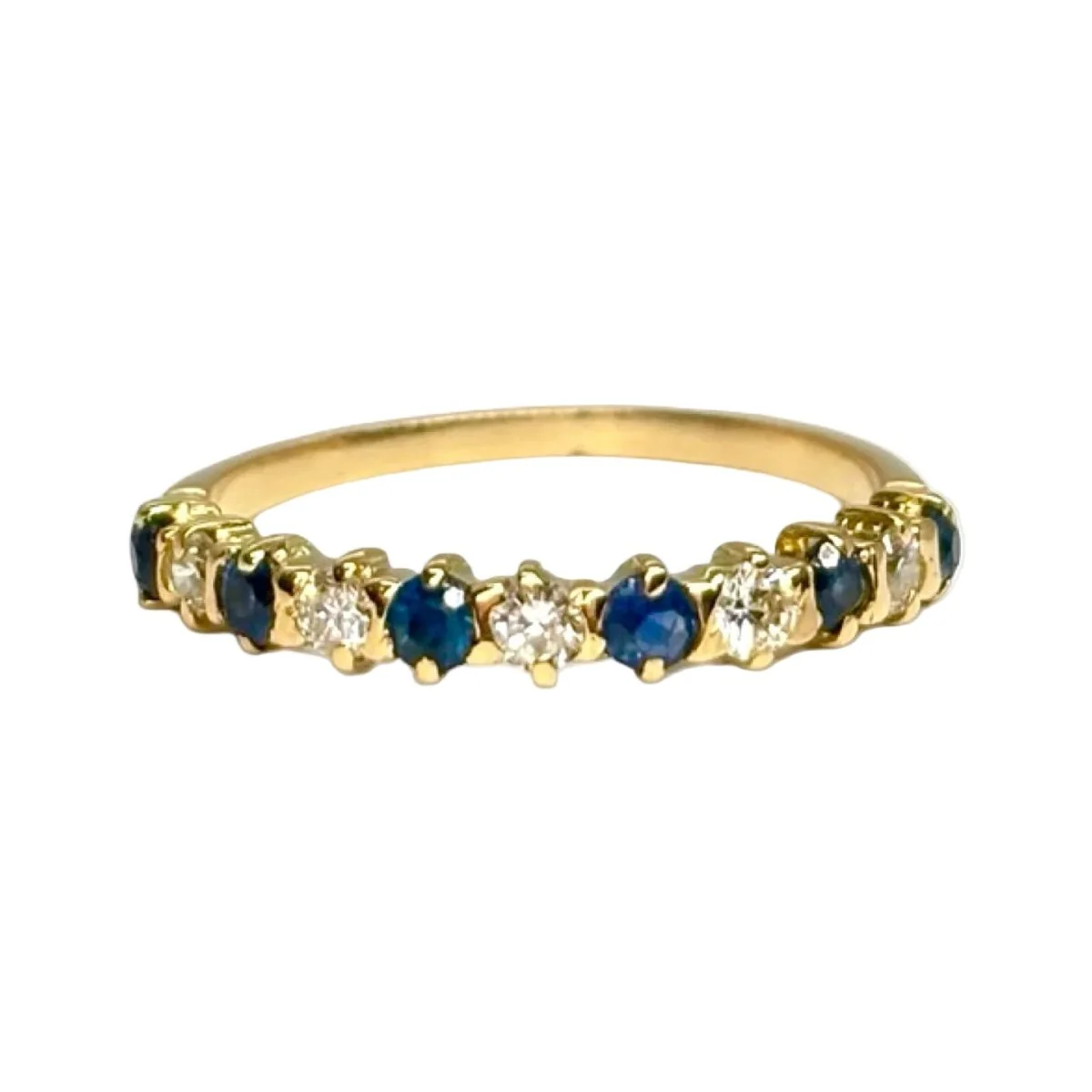 Bague Alliance en or jaune, saphirs et diamants