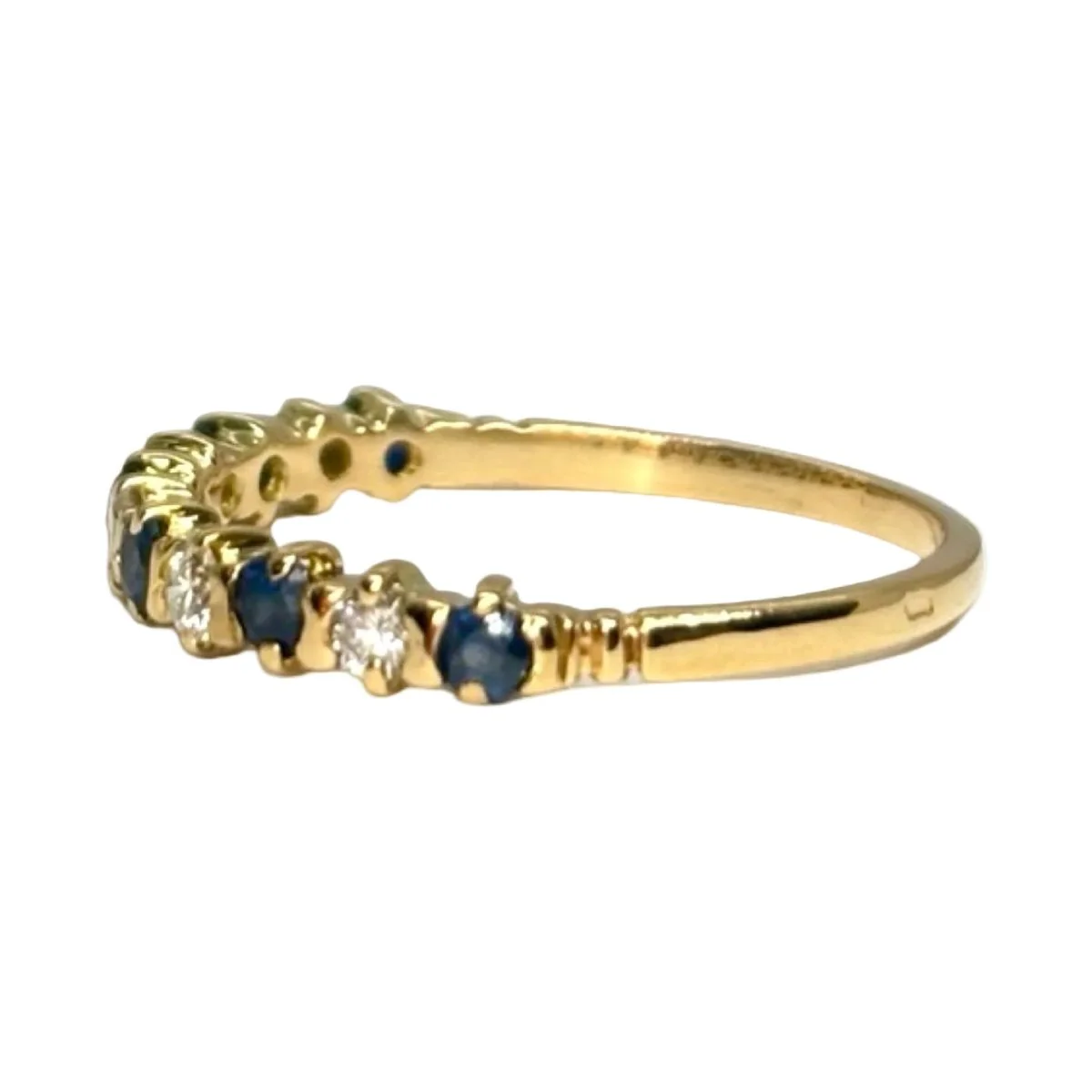 Bague Alliance en or jaune, saphirs et diamants - Image 3