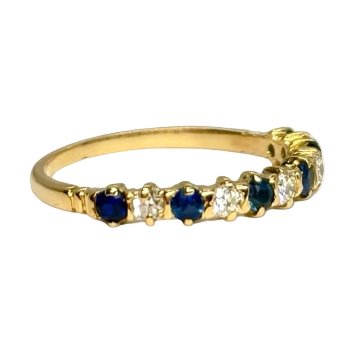 Bague Alliance en or jaune, saphirs et diamants - Image 5